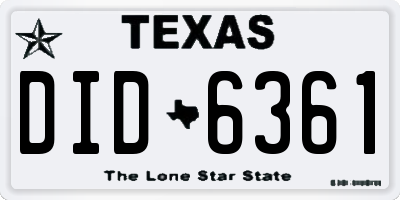 TX license plate DID6361