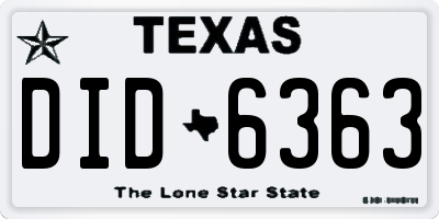 TX license plate DID6363