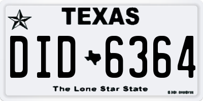 TX license plate DID6364
