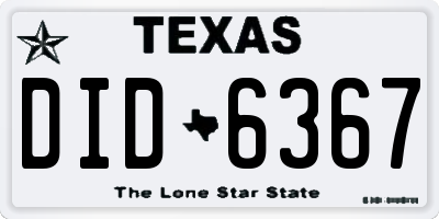 TX license plate DID6367