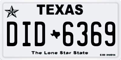 TX license plate DID6369