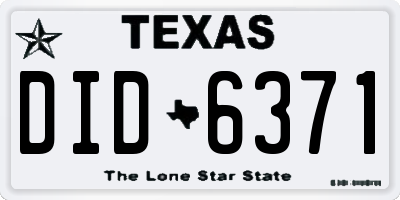 TX license plate DID6371