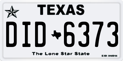 TX license plate DID6373