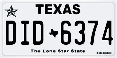 TX license plate DID6374