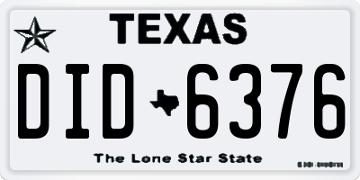 TX license plate DID6376