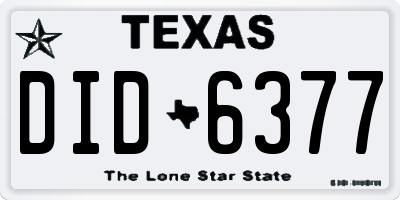 TX license plate DID6377