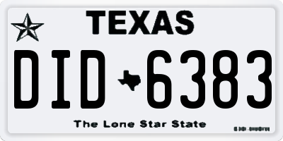 TX license plate DID6383