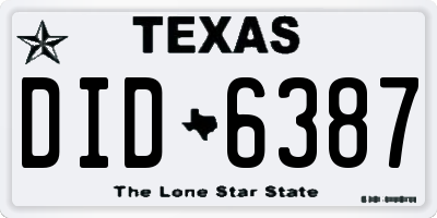 TX license plate DID6387