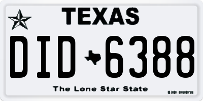 TX license plate DID6388