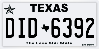 TX license plate DID6392