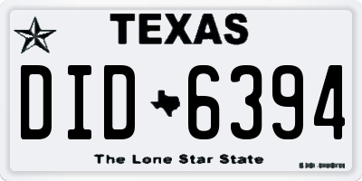 TX license plate DID6394