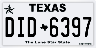 TX license plate DID6397