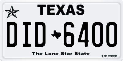 TX license plate DID6400