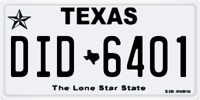 TX license plate DID6401