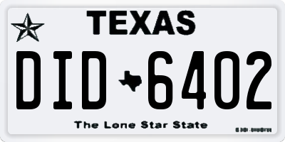 TX license plate DID6402
