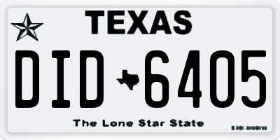TX license plate DID6405