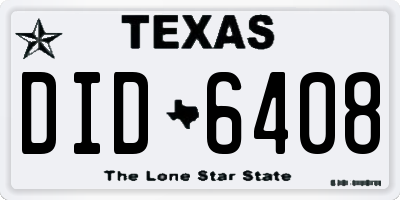 TX license plate DID6408