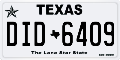 TX license plate DID6409