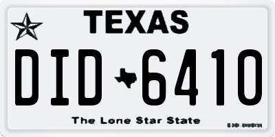 TX license plate DID6410