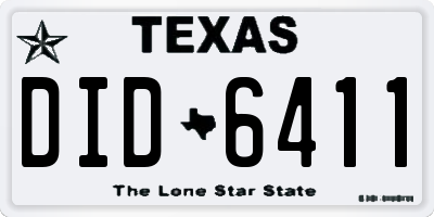 TX license plate DID6411