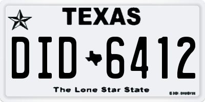 TX license plate DID6412