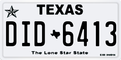 TX license plate DID6413