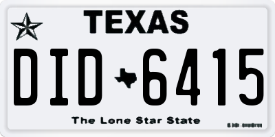 TX license plate DID6415