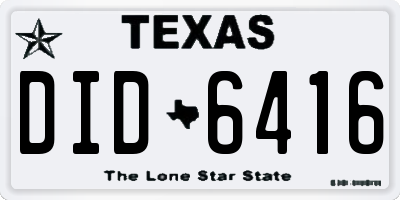 TX license plate DID6416