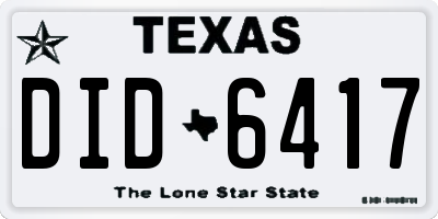 TX license plate DID6417