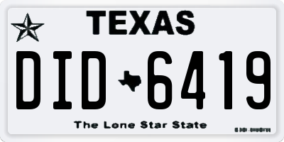 TX license plate DID6419