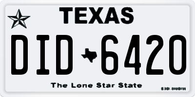 TX license plate DID6420