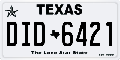 TX license plate DID6421