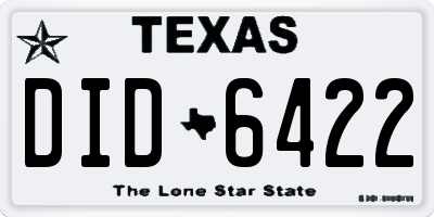 TX license plate DID6422