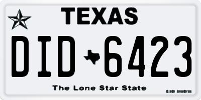 TX license plate DID6423