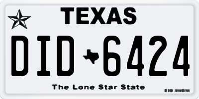 TX license plate DID6424