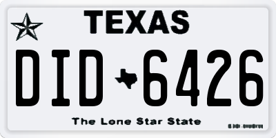 TX license plate DID6426