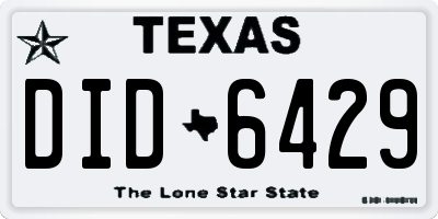TX license plate DID6429