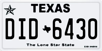 TX license plate DID6430