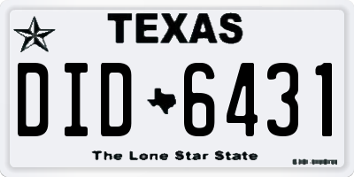 TX license plate DID6431