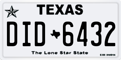 TX license plate DID6432