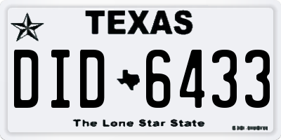 TX license plate DID6433