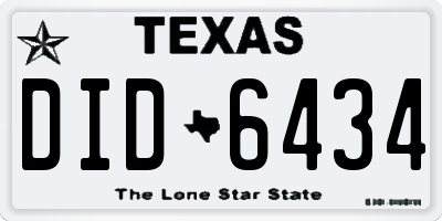 TX license plate DID6434