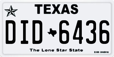 TX license plate DID6436