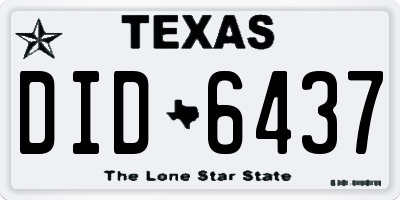 TX license plate DID6437