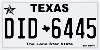 TX license plate DID6445