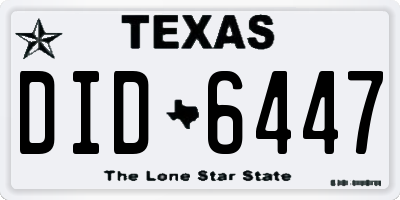 TX license plate DID6447