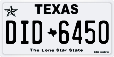 TX license plate DID6450
