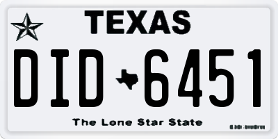 TX license plate DID6451