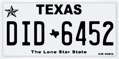 TX license plate DID6452
