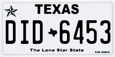 TX license plate DID6453
